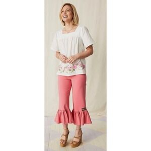 Matilda Jane Women's Coral Enchanted Garden Marietta Big Ruffle Pants Sz M NWT